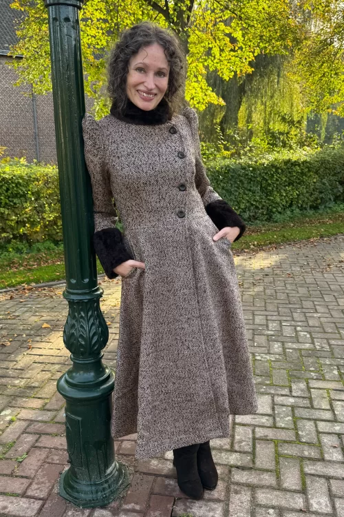 Vixen Violette jas met imitatie bont in grijs