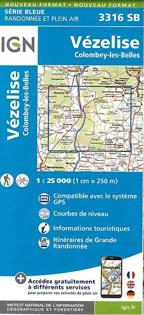 IGN - 3316 SB VEZELISE 1 25 000