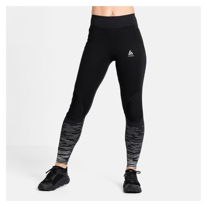 Collant Long Femme Odlo Zeroweight Warm Reflective Noir / Blanc