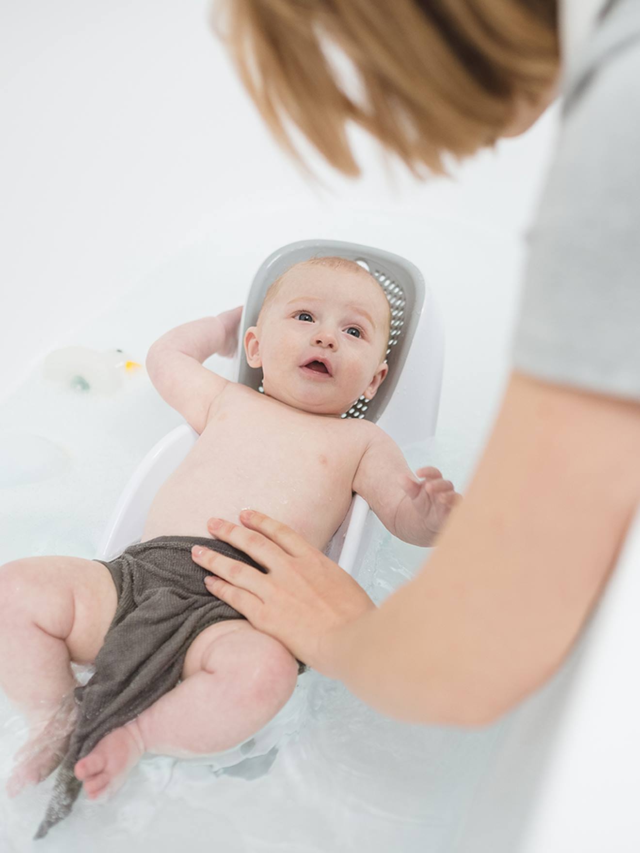 Rede de banho Fit ANGELCARE, tamanho médio, cinza liso