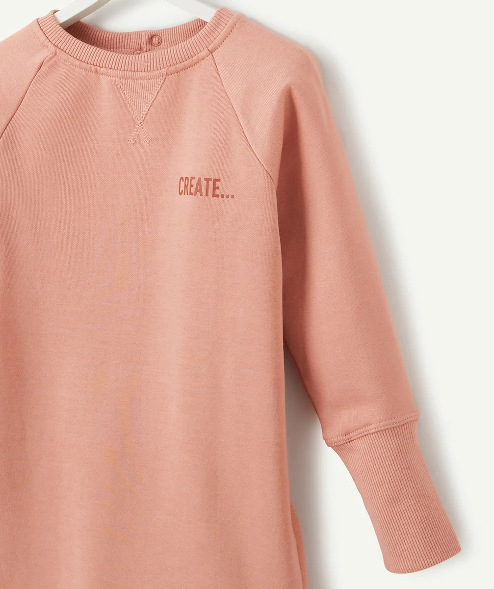 LA ROBE SWEAT VIEUX ROSE ÉVOLUTIVE EN COTON PIMA