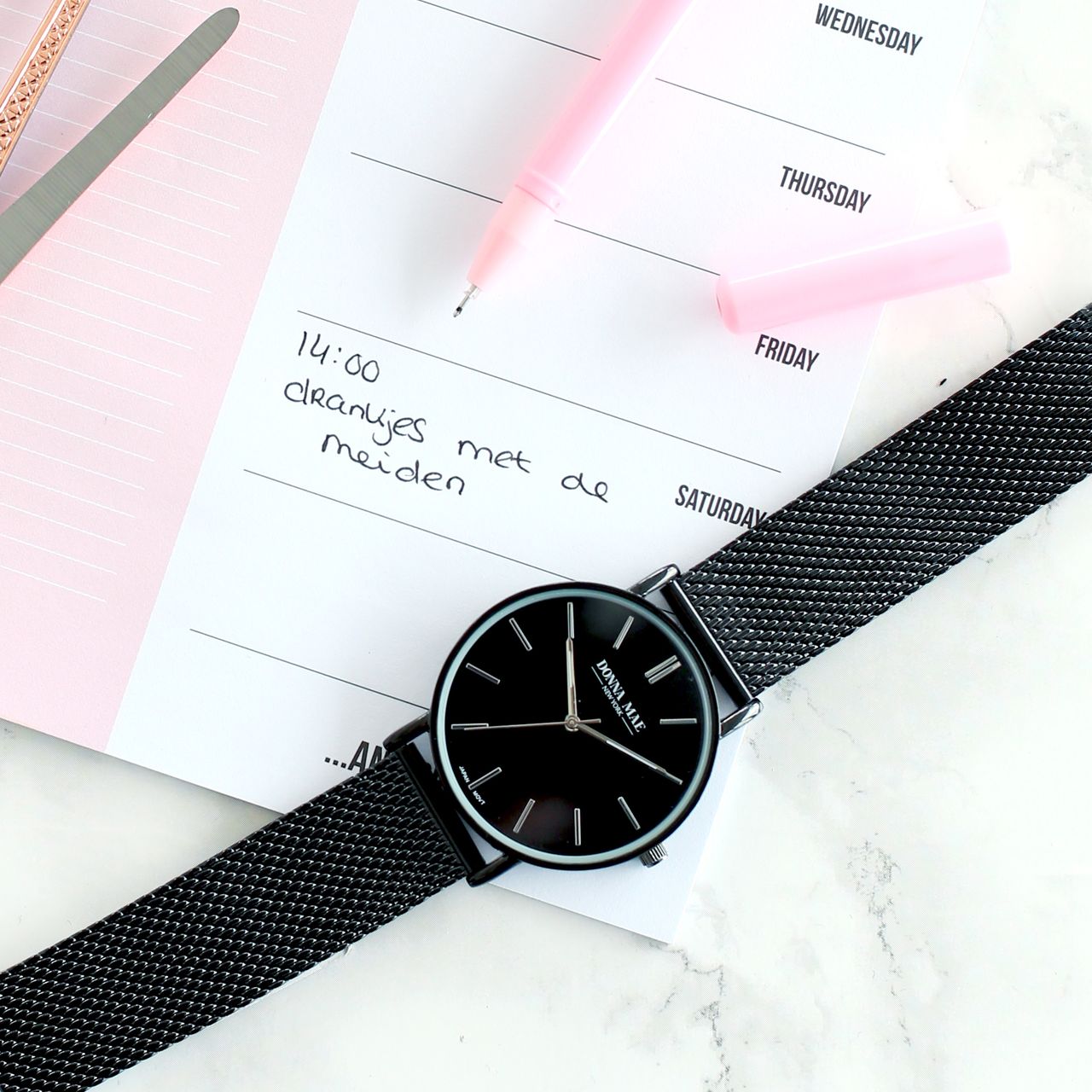 Donna Mae Dames Horloge Zwart