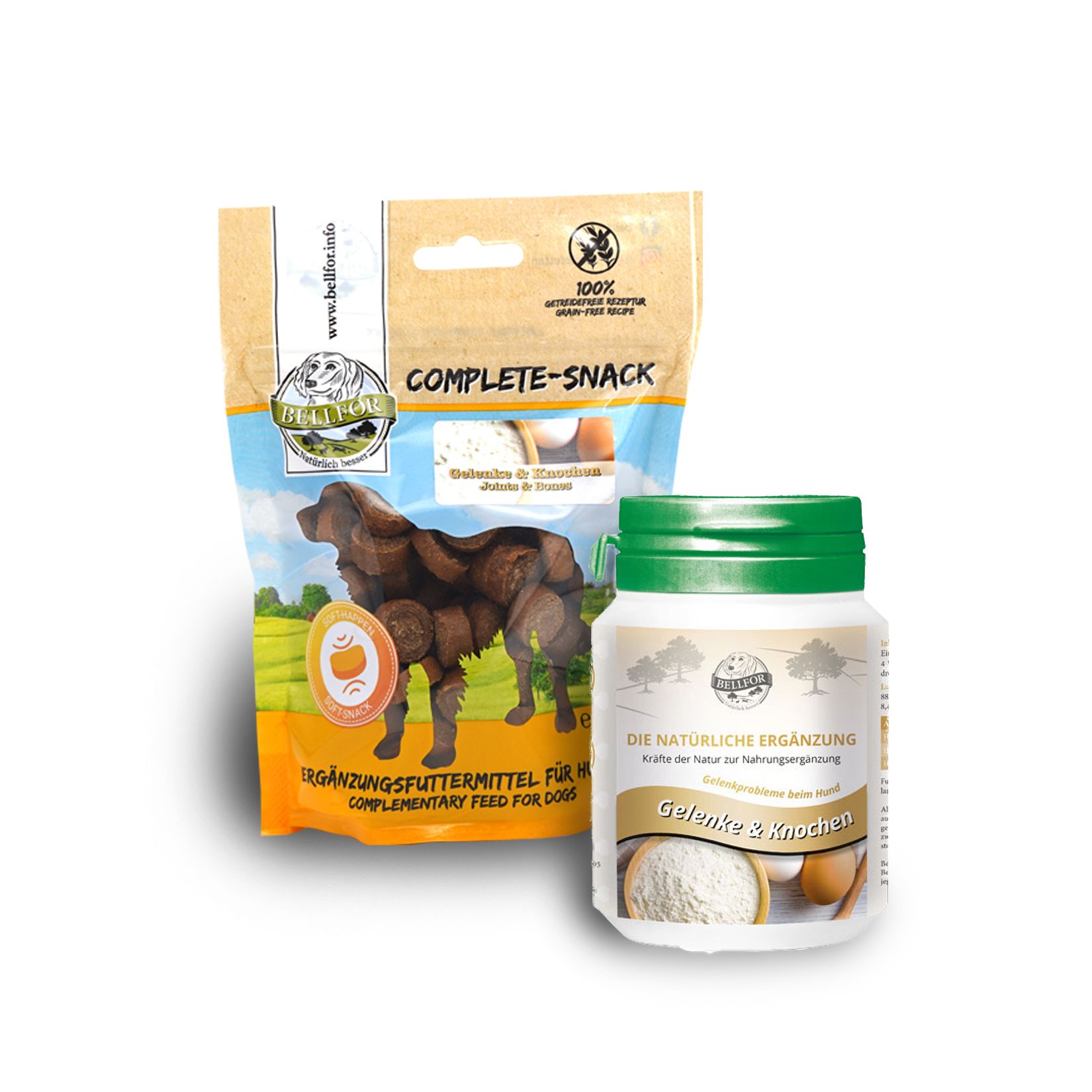 Bellfor Gelenke und Knochen Sparset für Hunde - Kapseln + Complete-Snack