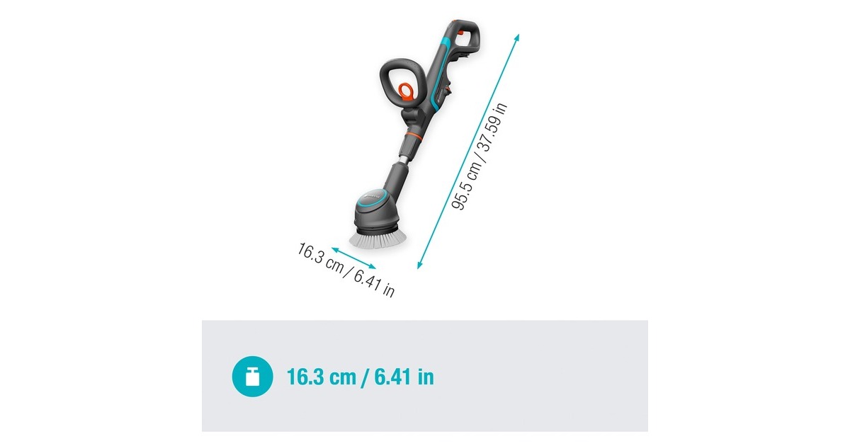 GARDENAAquaBrush Compact accu-multireiniger 02/18V P4A Solo vloerreiniger  (Grijs/turquoise, 14840-55, POWER FOR ALL ALLIANCE, accu en lader niet inbegrepen)