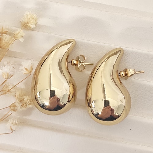 Boucles d'oreilles gouttes - Laiton plaqué or