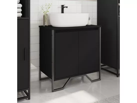 Armoire lavabo de salle de bain noir 60x35x60 cm