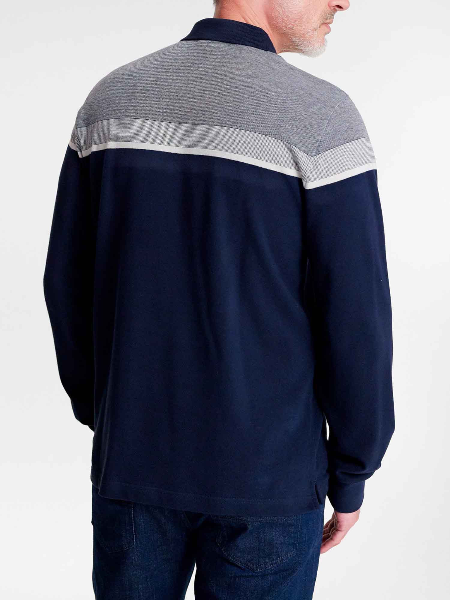 Polo Homme Manches Longues Coton Biologique Marine