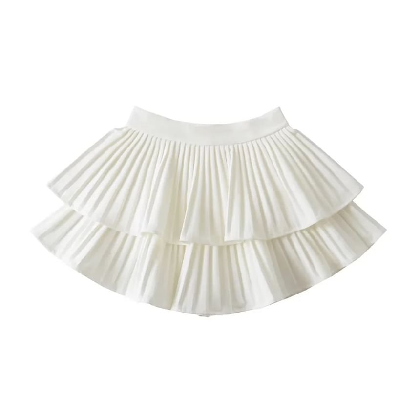 Asiris - Hoge taille, effen gelaagde mini-tule rok