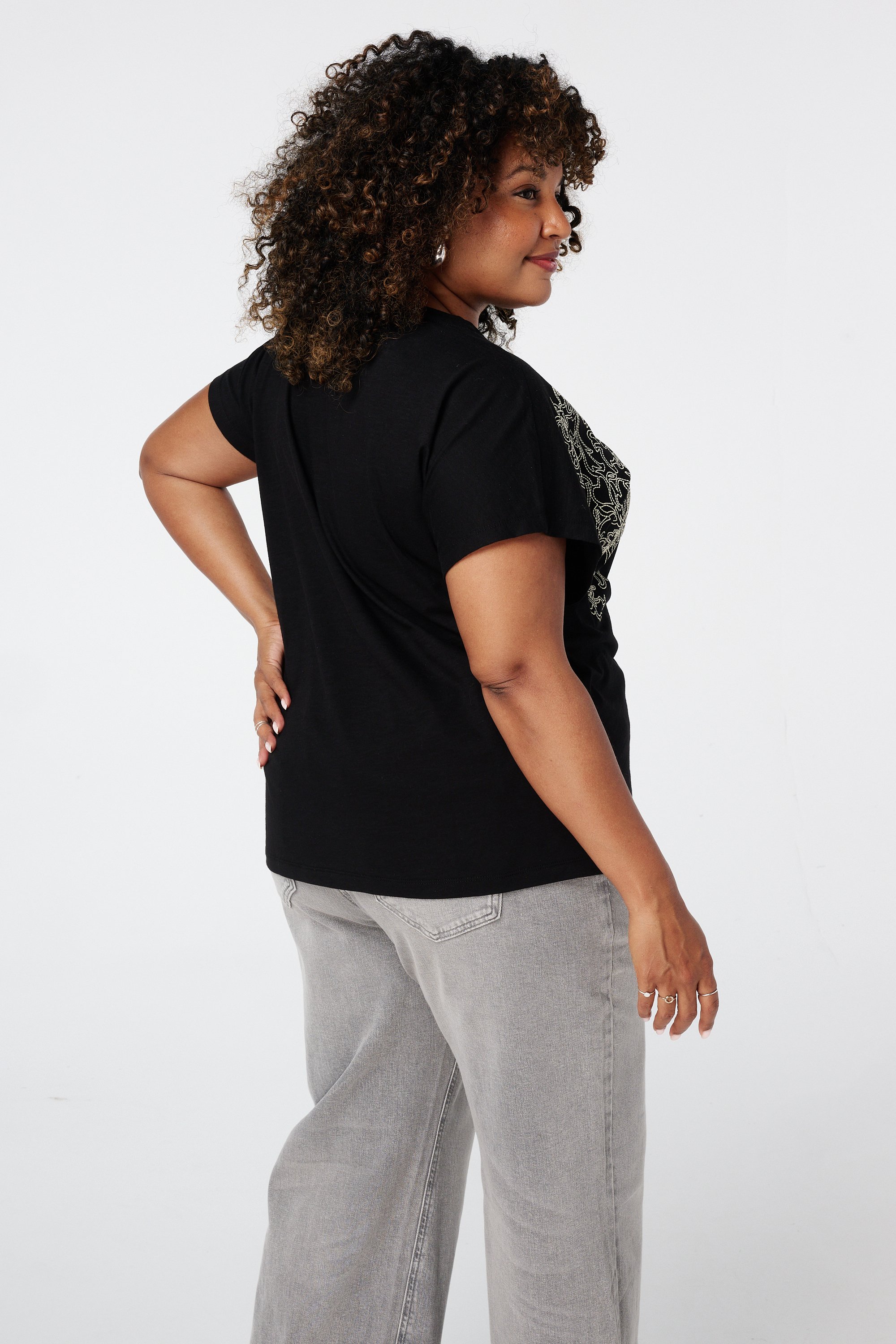 T-shirt met details Zwart