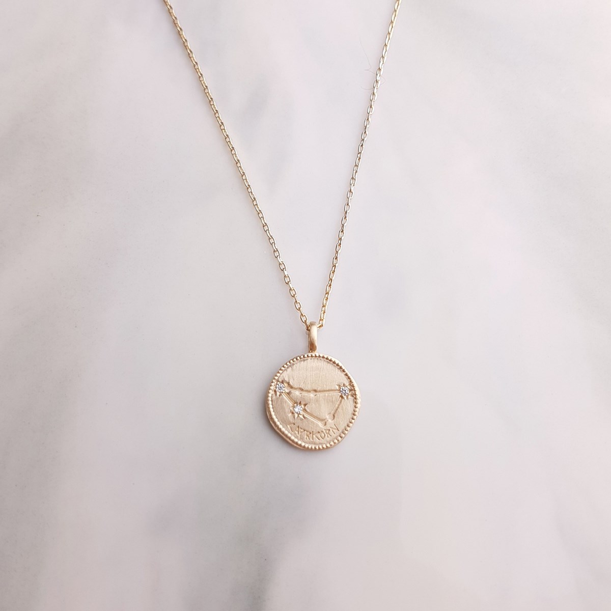 Collier Plaqué Or Signe Astrologique Zodiaque Pendentif Constellation Capricorne