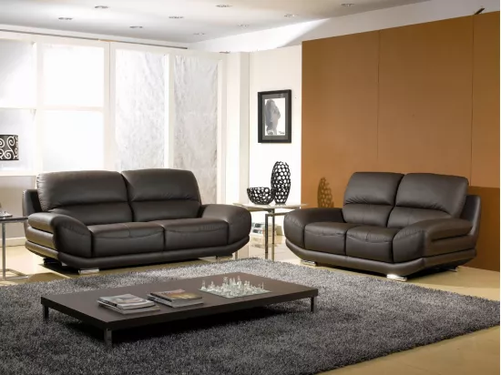 Fauteuil en cuir BARCELONA Marron