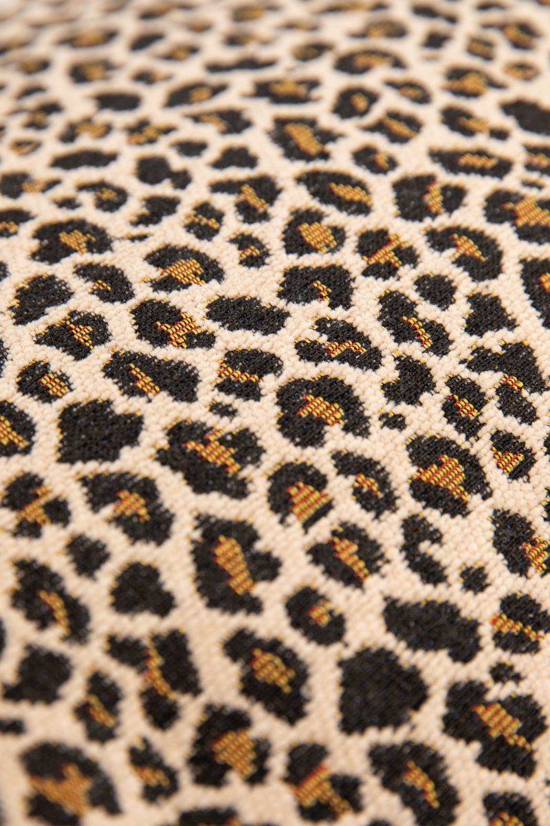 Sissy-Boy Bruin jacquard kussen met leopard print