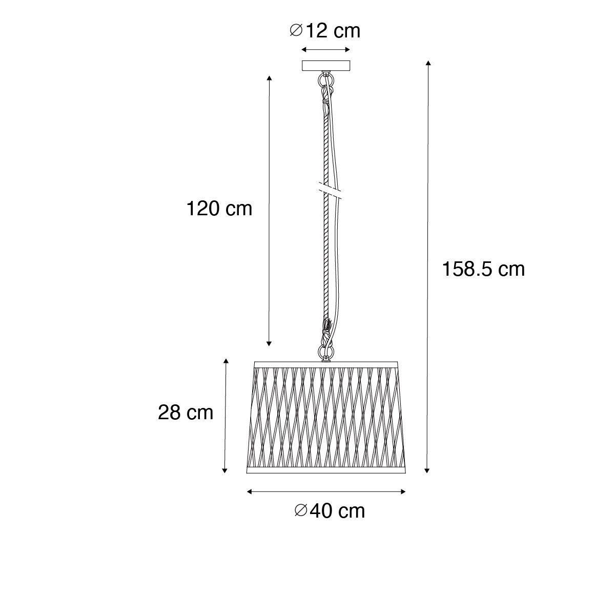 Landelijke buiten hanglamp zwart rotan 40 cm - Calamus