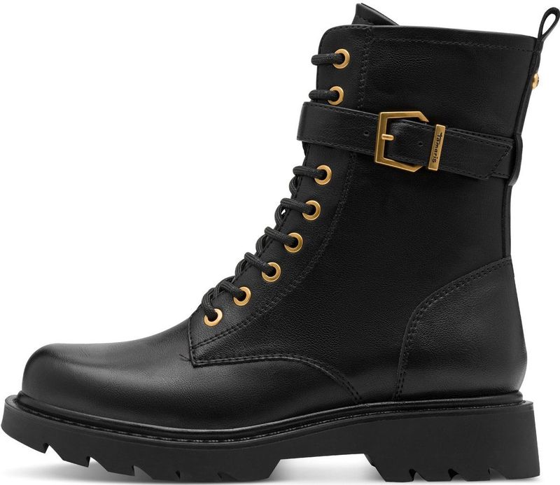 Tamaris - Enkellaarsje - Zwart - Lace-up Boot - Plateau 43 mm