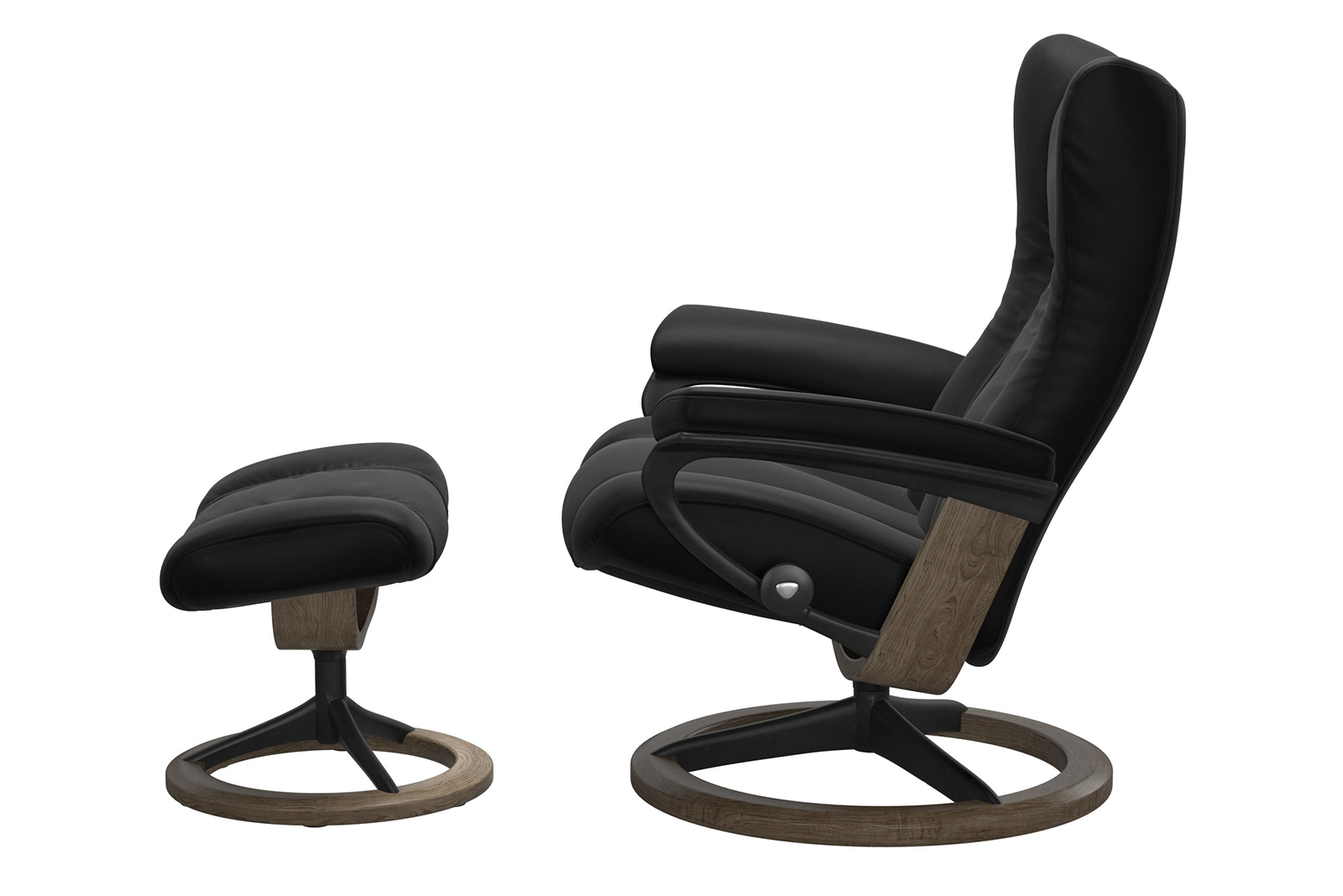 Wing lenestol m/krakk I hud Batick Black med Signature - Matt sort - Smoked Oak understell. Krakk følger med.