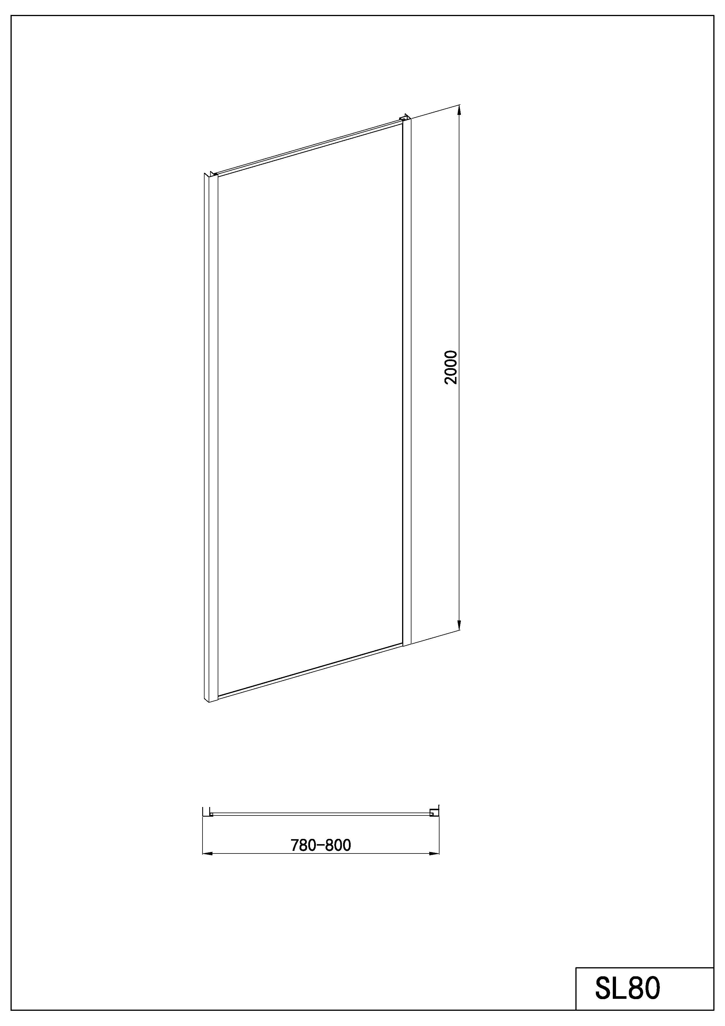 Badstuber Otile douchewand 80cm zwart mat