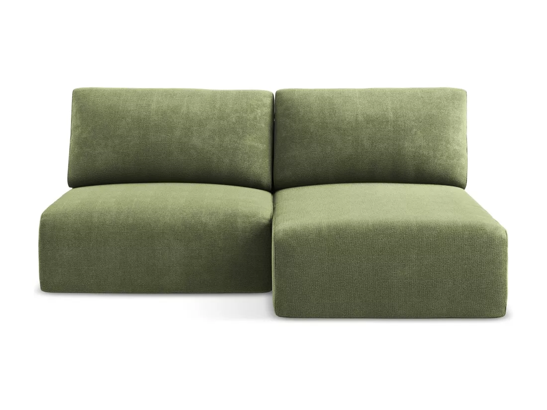 Canapé d’angle 3 places droit sans accoudoir convertible en Chenille - vert - KONA