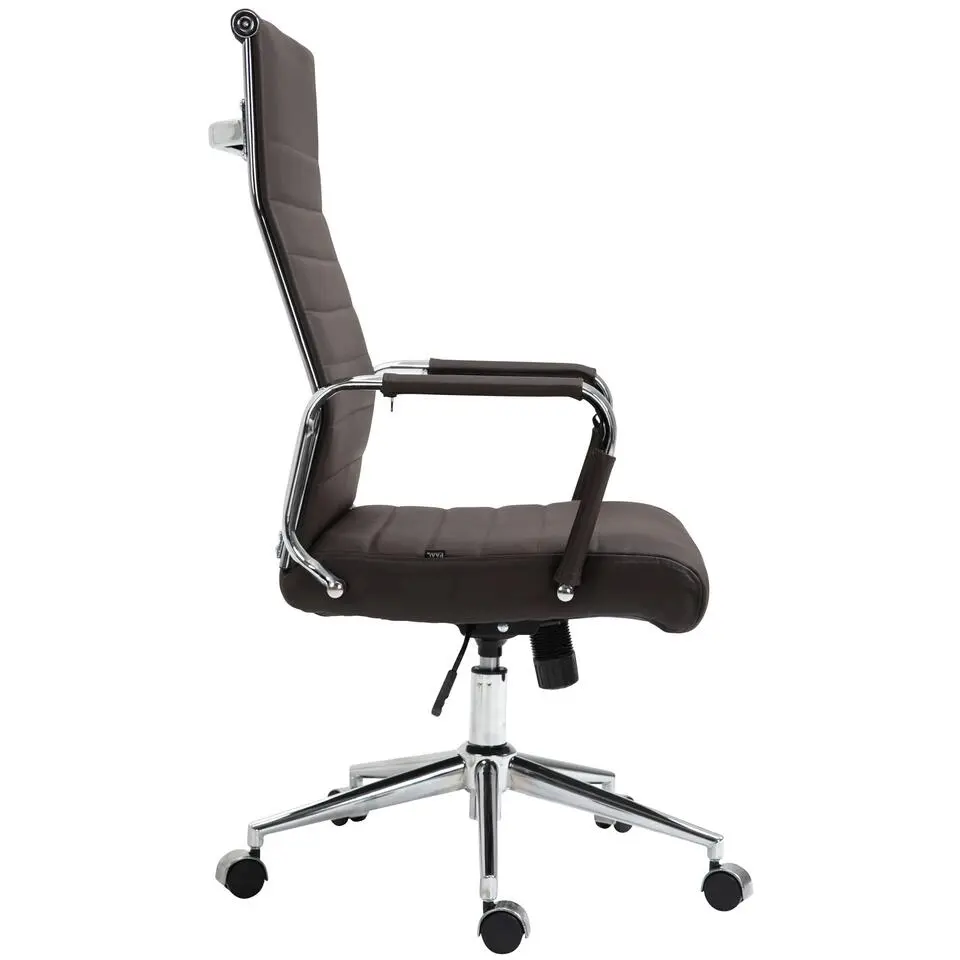 CLP Bureaustoel Kolumbus chroom Frame - Echt leer - bruin