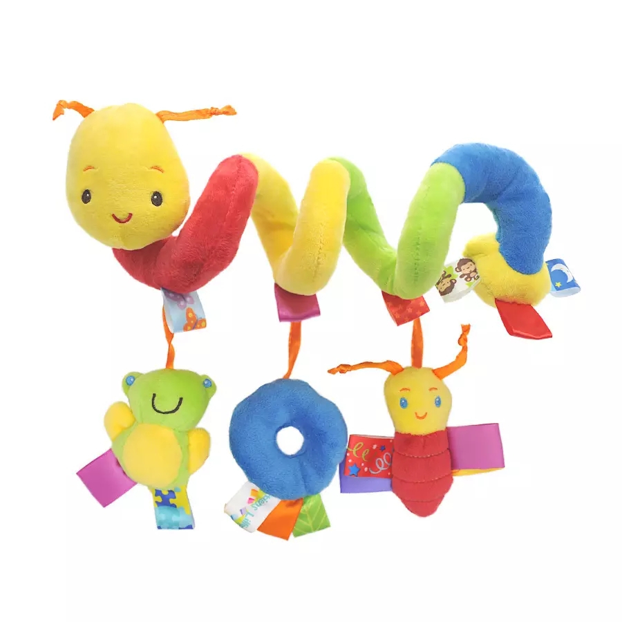 (50cm) Baby Spielzeug Mobile Spiral Raupe zum aufhängen für Babysafe / Bett / Kinderwagen - Bunt