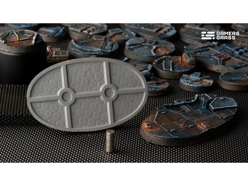 GamersGrass Spaceship Corridor oval 75 mm (x3) Hochwertige Bases für den Miniaturenbau