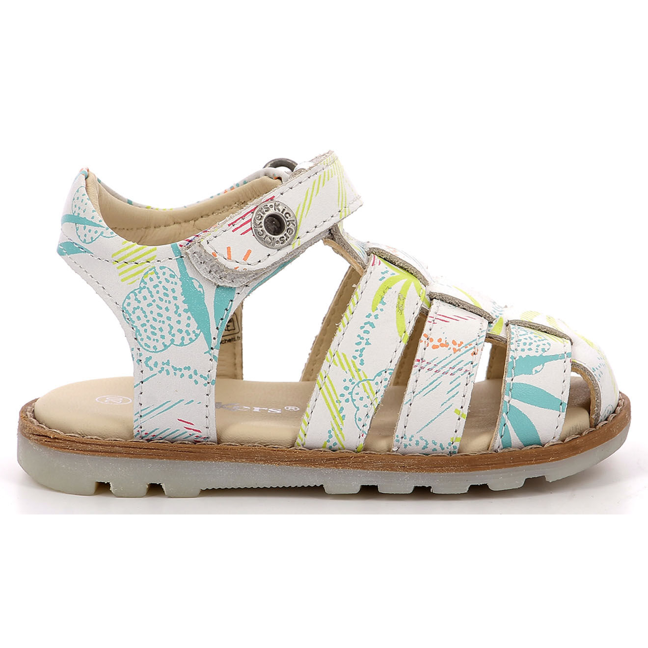 Kickers Sandales en Cuir Nonosti blanc/sunshine