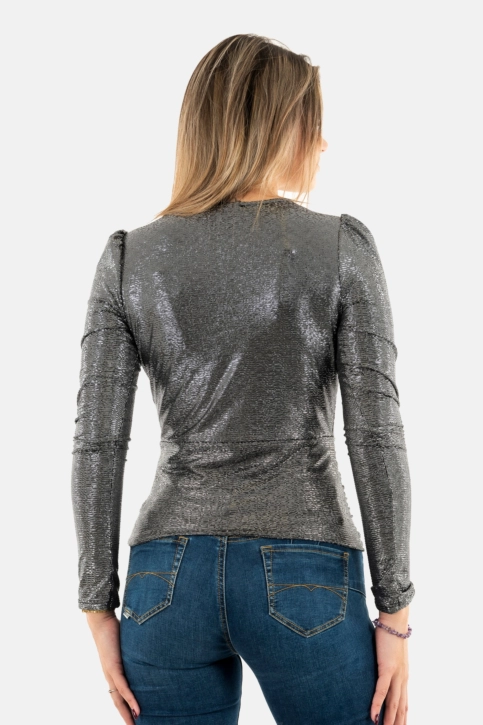 Tee shirt manches longues morgan 242-tsilver argente