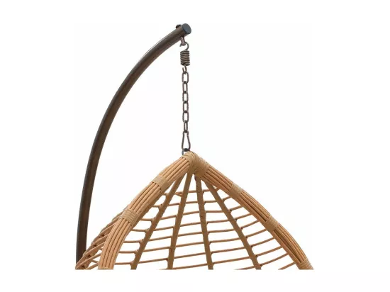 fauteuil suspendu balancelle de jardin métal rotin naturel coussin beige
