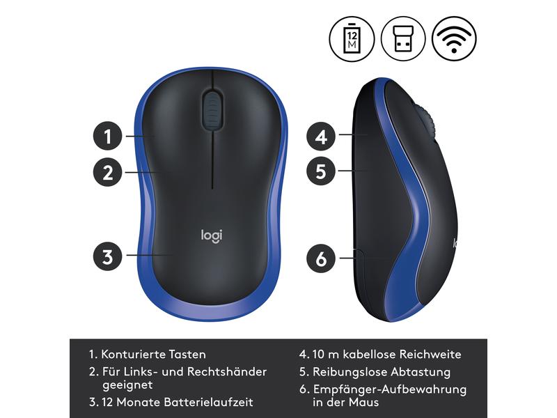 Logitech Maus M185 Wireless Maus, Kabellos