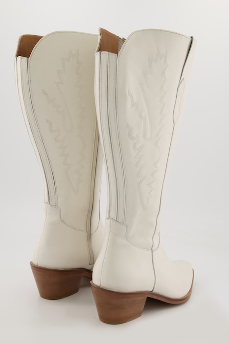 Leder-Cowboystiefel, 3 XL-Schaft, Stickerei, Weite H