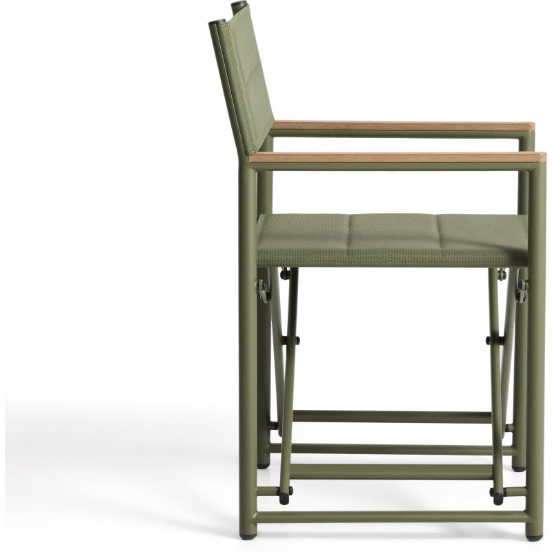 Chaise pliable d’extérieur Tisno en aluminium vert et textilène vert