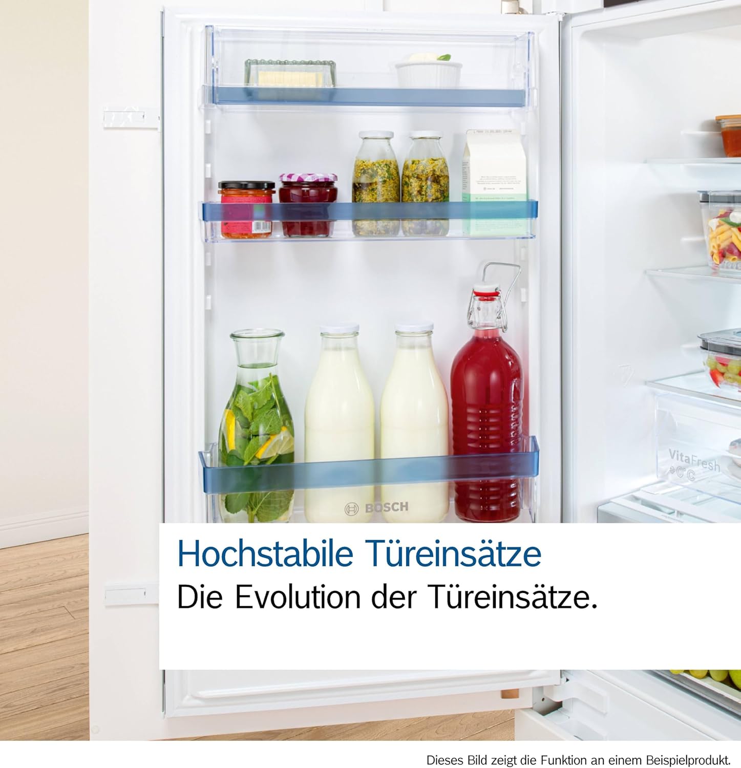 Bosch KIR31VFE0 Einbau-Kühlschrank Serie 4, integrierbarer Kühlautomat ohne Gefrierfach 102x56 cm, 165L Kühlen, Flachscharnier, MultiBox XXL, LED-Beleuchtung, EcoAirflow, SuperCooling