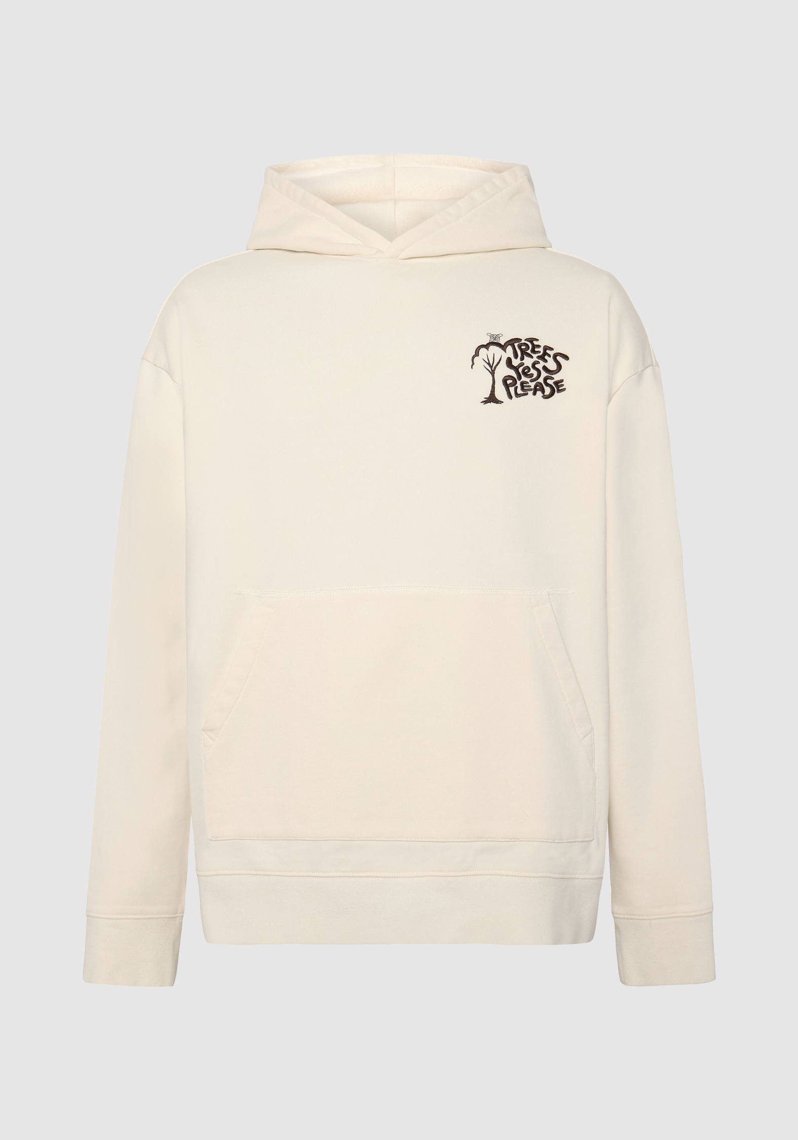 Knowledge Cotton Apparel Hoodie Trees Yes Please Print Egret
