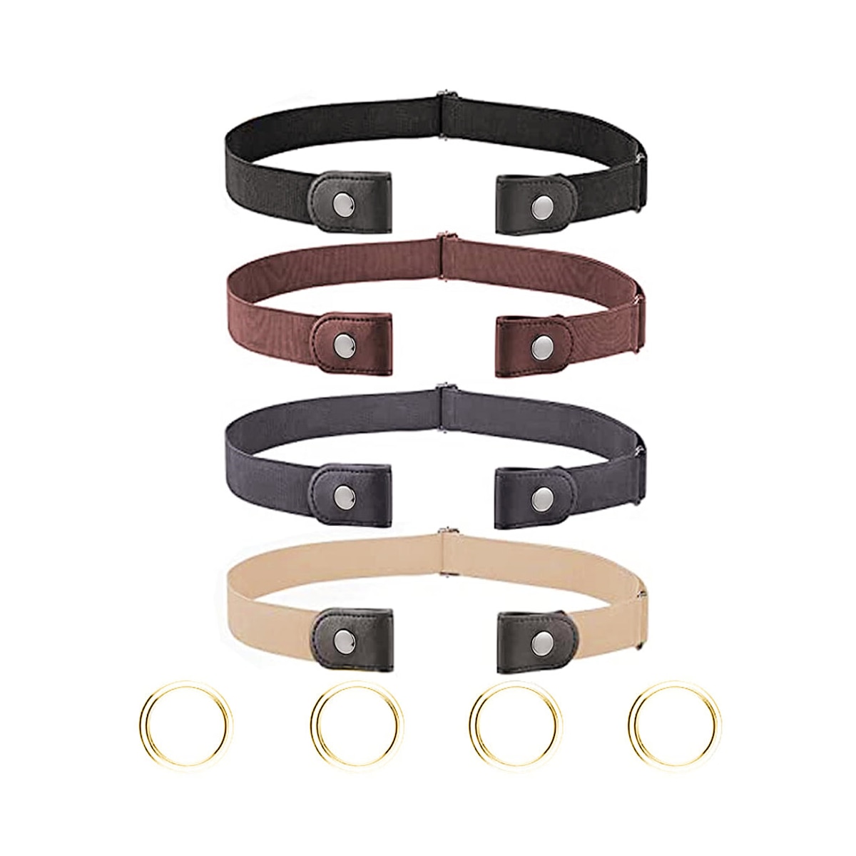 Elastisk belte uten beltespenne, 4-pakning