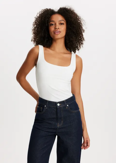 Basic singlet met vierkante hals off-white (WIT.O)