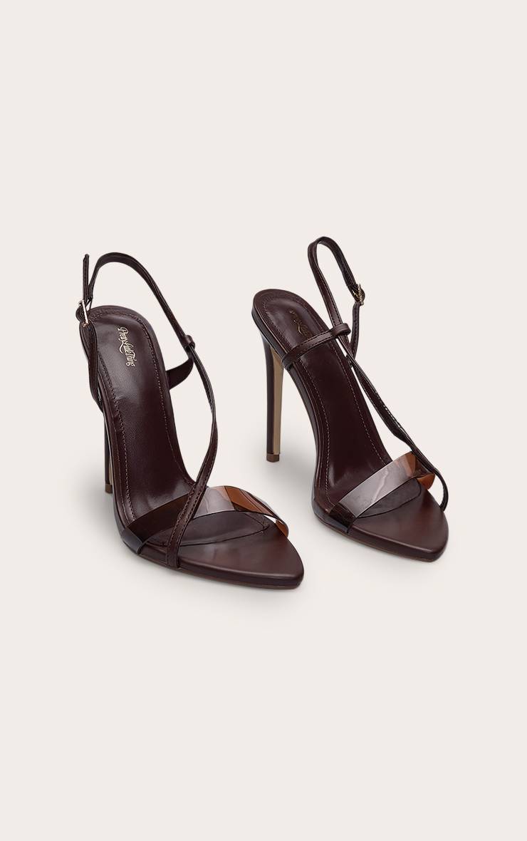 Chocolat Escarpins À Bride Arrière En Perspex À Talons Hauts