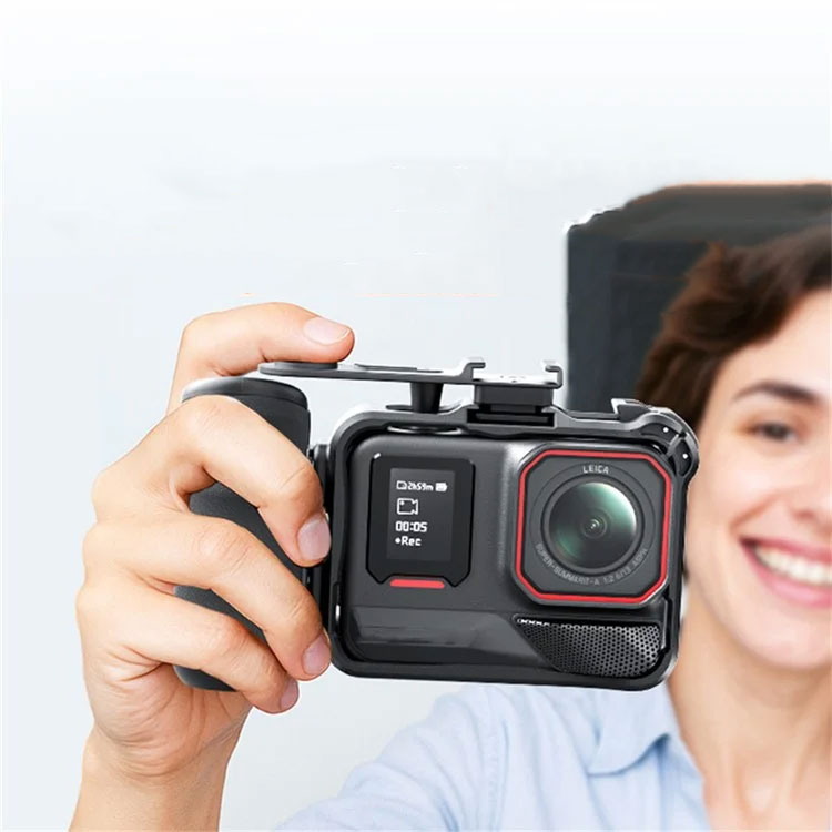 AMAGISN - Street Photography Handle Kameragriff mit Halterung für Insta360 Ace Pro / DJI / GoPro Hero Series - Schwarz