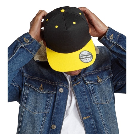 Boné/Viseira Beechfield Snapback, 2 cores, 5 painéis (pacote com 2)