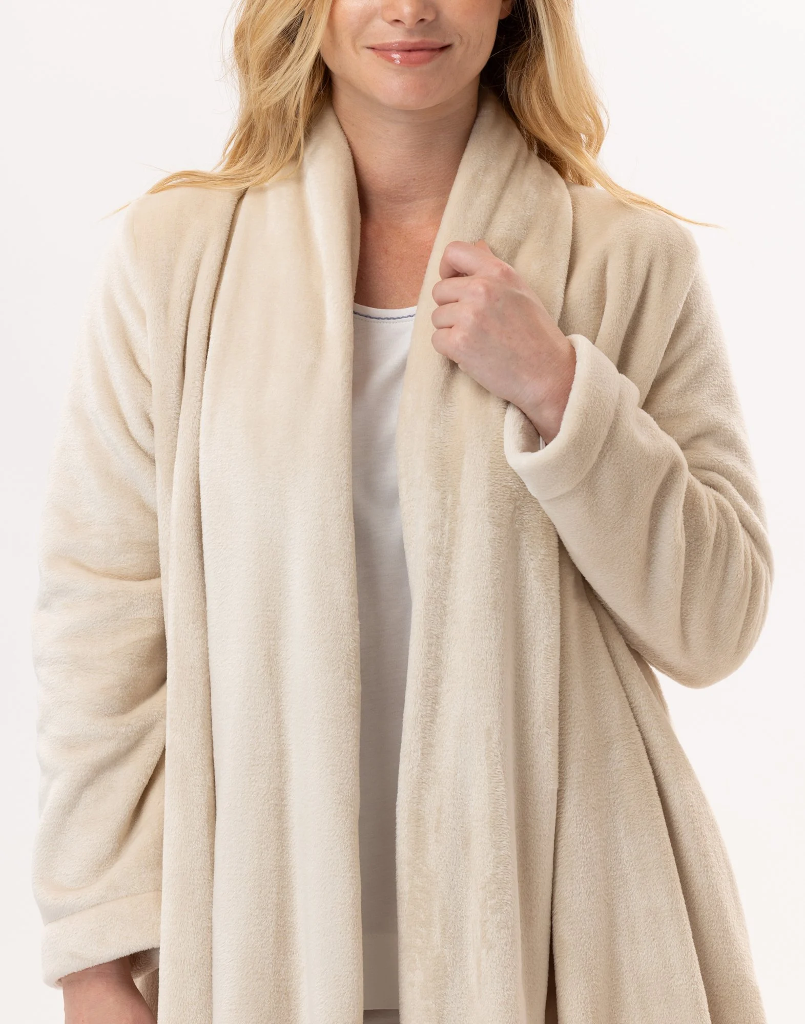 ESSENTIEL 855 - Robe de chambre en peluche flanelle | Beige
