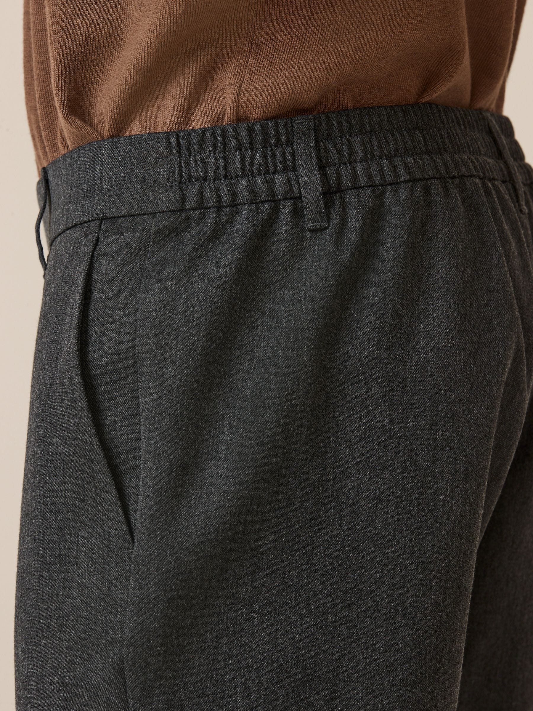 Grijs - Elasticated Waist Plain Front Smart Joggers