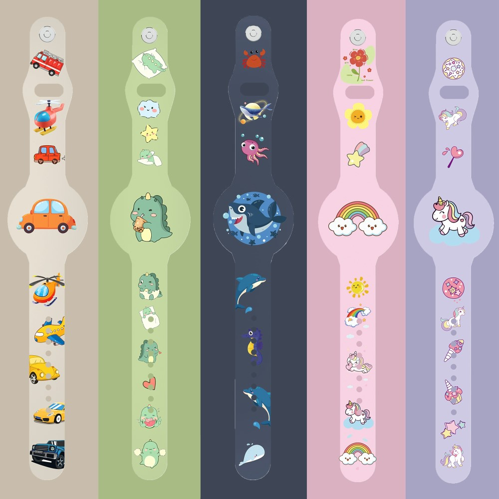 Apple AirTag Silikon Armband für Kinder Wasserdicht mit Verschlusskappe (Gelenkumfang: 130-180mm) - Einhorn Design