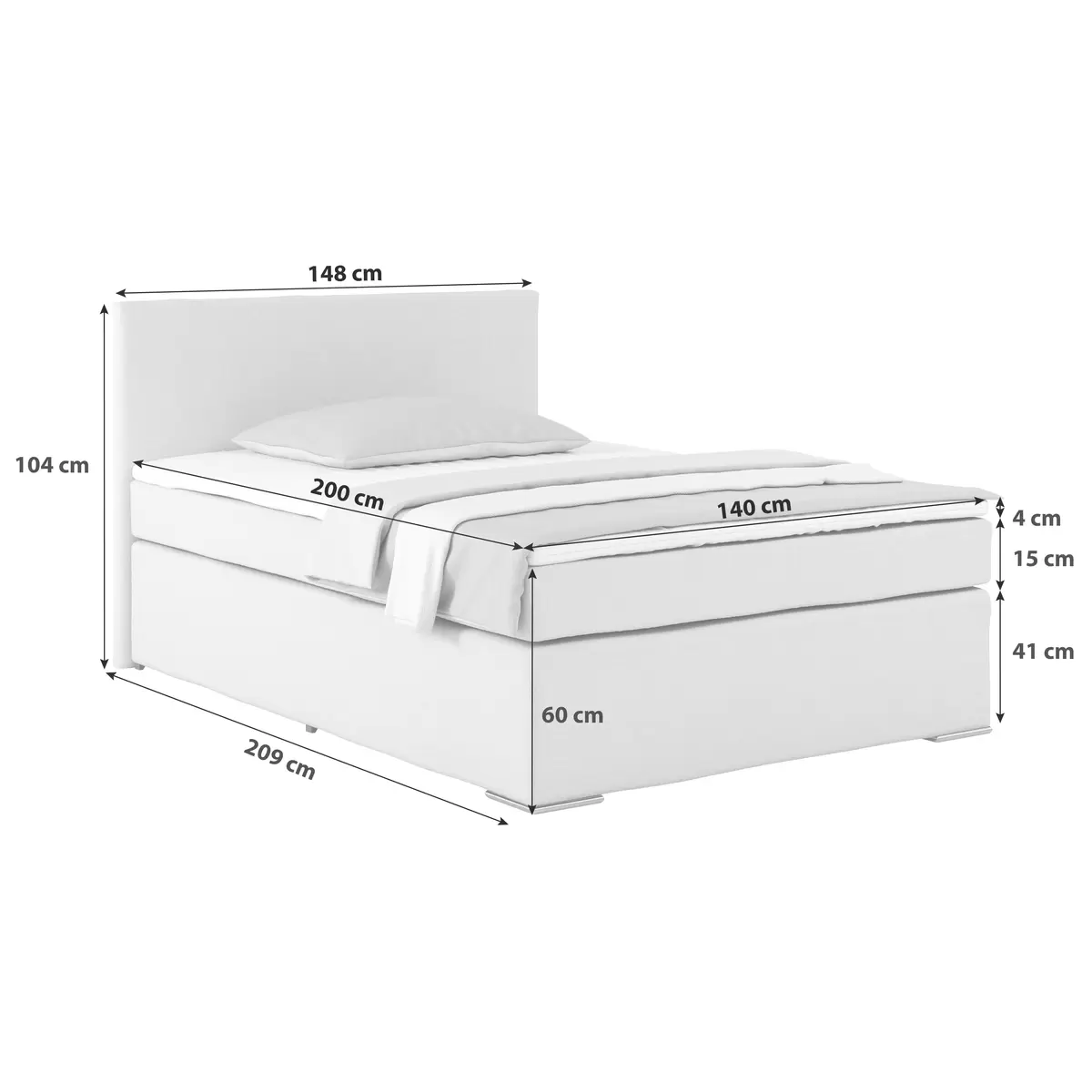 Boxspringbett Nero 140 x 200 Braun