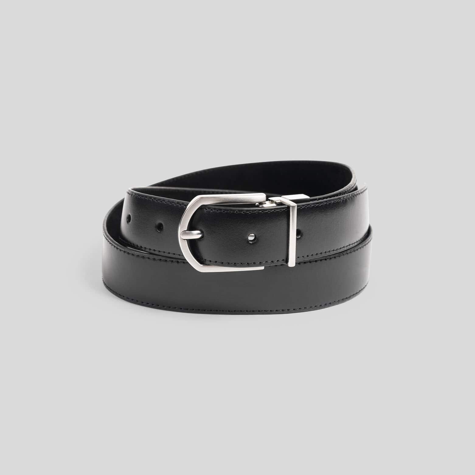 Ceinture réversible à boucle en Suède Noir