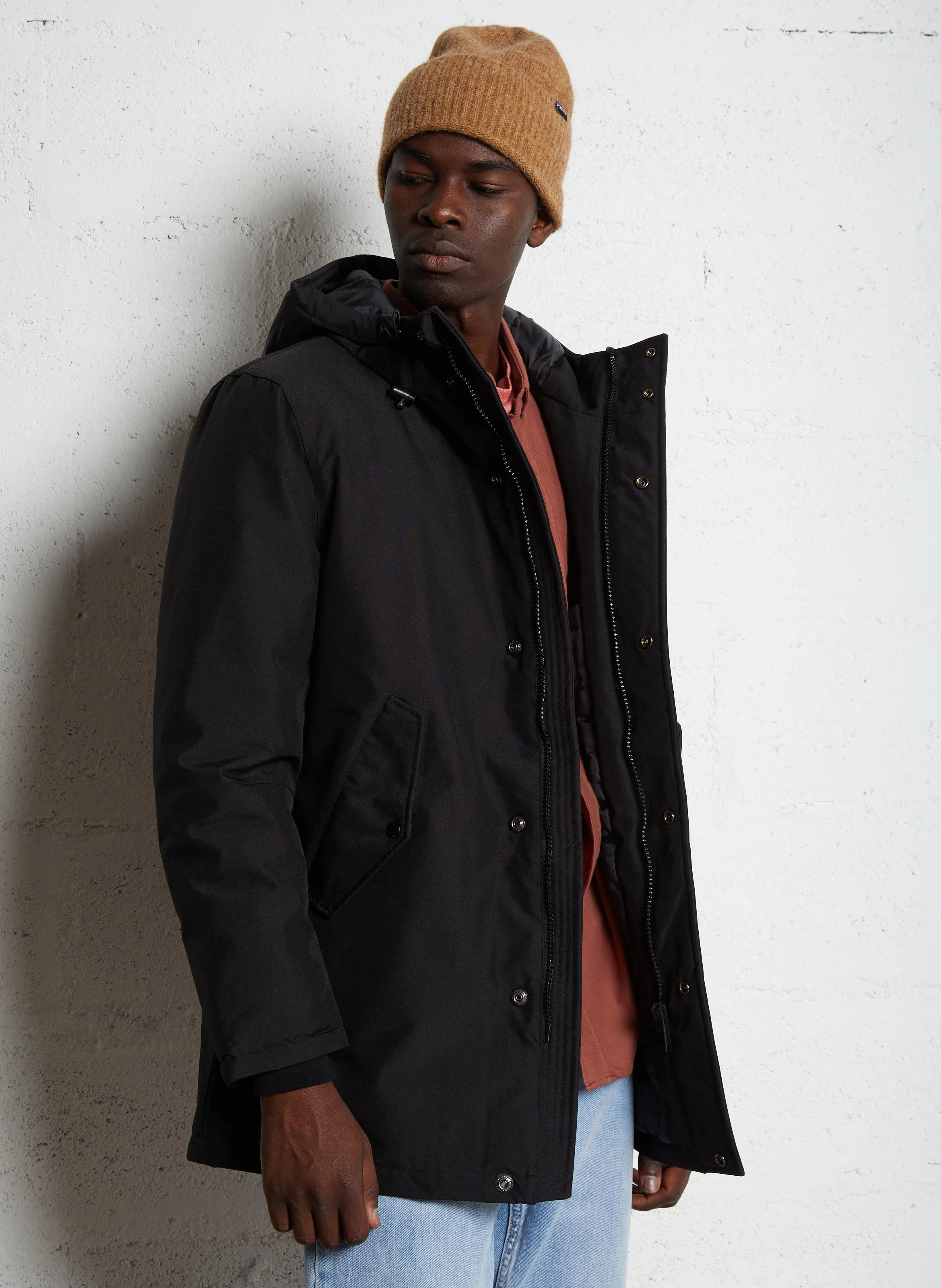 Parka col montant à capuche | Noir