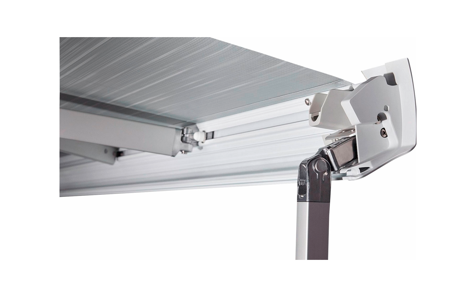 Thule Omnistor 5200 Wandmarkise mit Motor Gehäusefarbe Weiß Tuchfarbe Mystic Grau 3 m