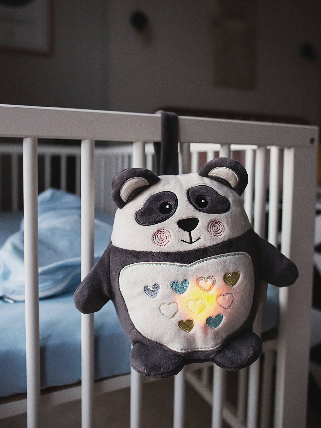 Luminária Noturna de Pelúcia Pippo, o Panda, Tamanho Médio, Preta Lisa com Estampas, TOMMEE TIPPEE