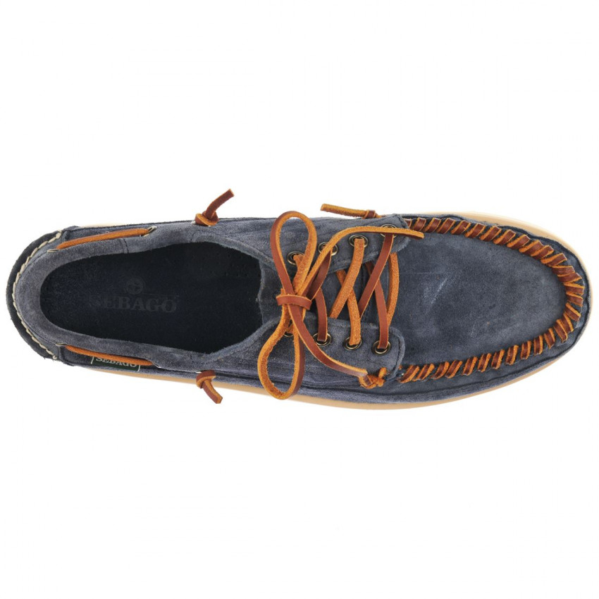 KEUKA Blue Dk Denim-Mocassin en daim pour homme