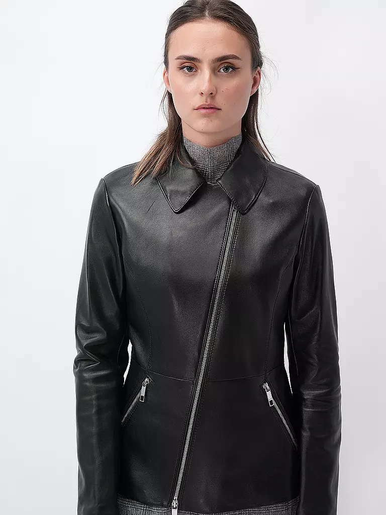 BOSS Lederjacke SASILIA schwarz