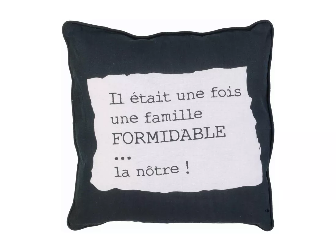 Coussin 40x40 cm EN FAMILLE Noir/Blanc Une famille formidable