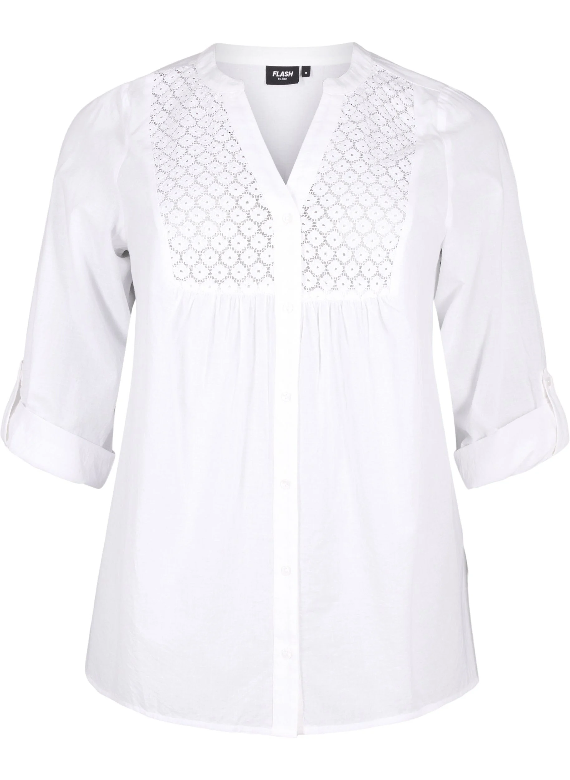 FLASH - Skjortebluse med crochetdetalje