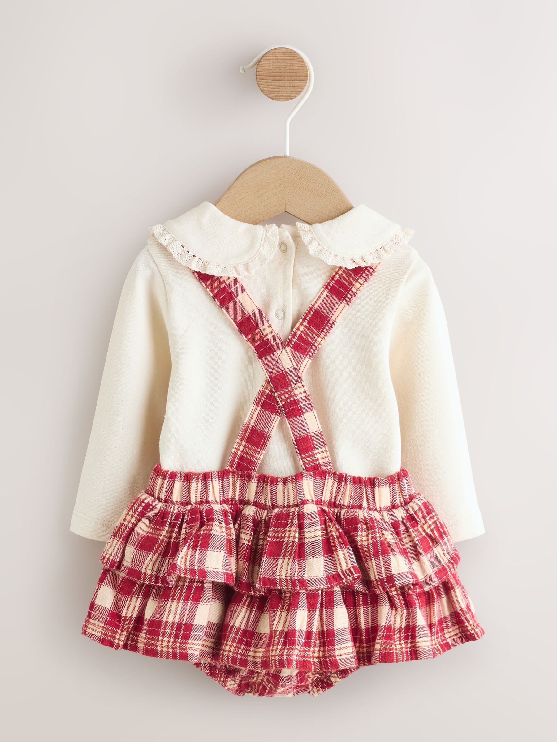 Rood geruit - 3 -delige Baby Set met Lange mouwen Bodysuit, bubbelrok en Panty''s (0mnd-2jr)